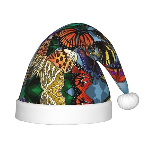 IRSHI Handgezeichneter farbiger Schmetterling für Kinder, Weihnachtsmannmütze, lustige und festliche Partykleidung für Weihnachten, Neujahr und festliche Feiertagsfeiern von IRSHI