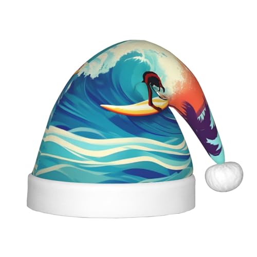 IRSHI Hawaiianischer Surfer auf gewelltem Weihnachtsmannhut für Kinder, lustige und festliche Partykleidung für Weihnachten, Neujahr und festliche Feiertagsfeiern von IRSHI