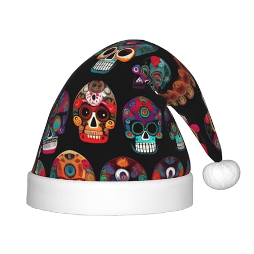 IRSHI Mexikanischer Totenkopf-Druck für Kinder, Weihnachtsmannmütze, lustige und festliche Partykleidung für Weihnachten, Neujahr und festliche Feiertagsfeiern IRSHI Mexikanischer Totenkopf-Druck für Kinder, Weihnachtsmannmütze, lustige und festliche Partykleidung für Weihnachten, Neujahr und festliche Feiertagsfeiern von IRSHI