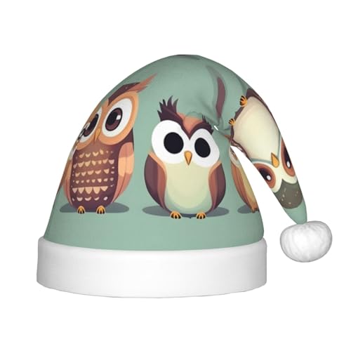 IRSHI Niedliche Kindermütze mit Cartoon-Eulen, Weihnachtsmannmütze, uni, Weihnachtsdruck für Kinder, perfekte Weihnachtsfeiertage für die Weihnachtszeit IRSHI Niedliche Kindermütze mit Cartoon-Eulen, Weihnachtsmannmütze, uni, Weihnachtsdruck für Kinder, perfekte Weihnachtsfeiertage für die Weihnachtszeit von IRSHI