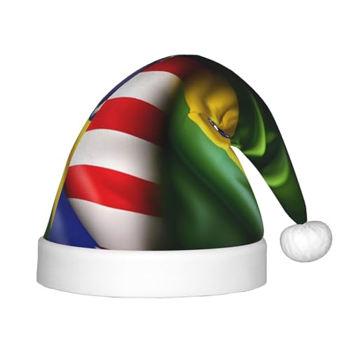 IRSHI Nikolausmütze mit amerikanischen und brasilianischen Flaggen, Uni, Weihnachtsdruck für Kinder, perfekte Weihnachtsfeiertage für die Weihnachtszeit IRSHI Nikolausmütze mit amerikanischen und brasilianischen Flaggen, Uni, Weihnachtsdruck für Kinder, perfekte Weihnachtsfeiertage für die Weihnachtszeit von IRSHI