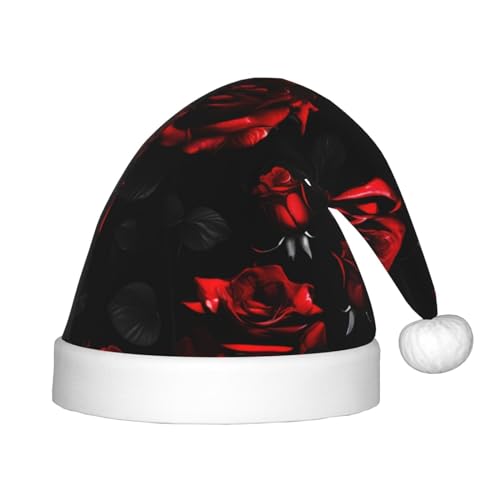 IRSHI Rote und schwarze Rosen für Kinder, Weihnachtsmannmütze, Uni, Weihnachtsdruck für Kinder, perfekte Weihnachtsfeiertage für die Weihnachtszeit IRSHI Rote und schwarze Rosen für Kinder, Weihnachtsmannmütze, Uni, Weihnachtsdruck für Kinder, perfekte Weihnachtsfeiertage für die Weihnachtszeit von IRSHI