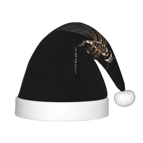 IRSHI Schwarze Kindermütze mit Libellen-Motiv, Weihnachtsmannmütze, Uni, Weihnachtsdruck für Kinder, perfekte Weihnachtsfeiertage für die Weihnachtszeit IRSHI Schwarze Kindermütze mit Libellen-Motiv, Weihnachtsmannmütze, Uni, Weihnachtsdruck für Kinder, perfekte Weihnachtsfeiertage für die Weihnachtszeit von IRSHI