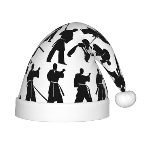 IRSHI Silhouetten von Martial Arts Kinder-Weihnachtsmannmütze, Uni, Weihnachtsdruck für Kinder, perfekte Weihnachtsfeiertage für die Weihnachtszeit IRSHI Silhouetten von Martial Arts Kinder-Weihnachtsmannmütze, Uni, Weihnachtsdruck für Kinder, perfekte Weihnachtsfeiertage für die Weihnachtszeit von IRSHI