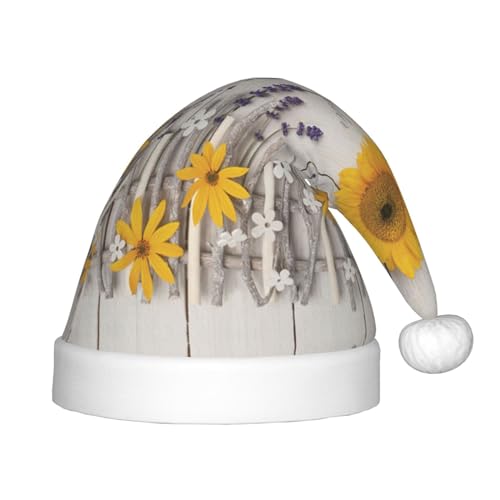 IRSHI Sonnenblumen auf Holzmütze, Weihnachtsmannmütze, Uni, Weihnachtsdruck für Kinder, perfekte Weihnachtsfeiertage für die Weihnachtszeit IRSHI Sonnenblumen auf Holzmütze, Weihnachtsmannmütze, Uni, Weihnachtsdruck für Kinder, perfekte Weihnachtsfeiertage für die Weihnachtszeit von IRSHI