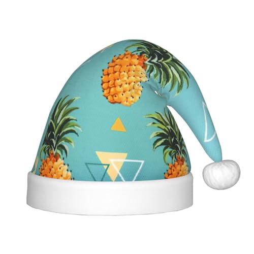 IRSHI Weihnachtsmannmütze für Kinder, Motiv: tropische Früchte, Ananas, Uni, Weihnachtsdruck für Kinder, perfekte Weihnachtsfeiertage für die Weihnachtszeit von IRSHI