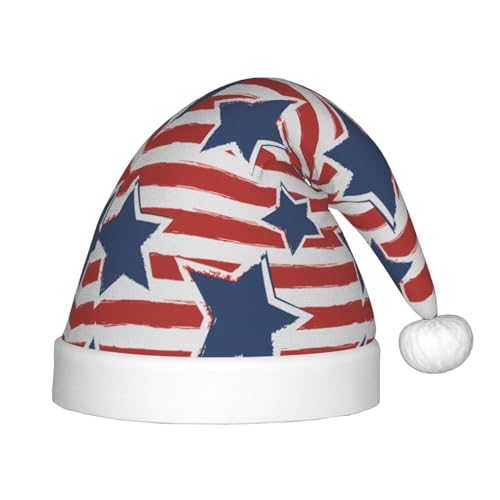 IRSHI Weihnachtsmannmütze für Kinder, rot-weiße Stern-Flagge, Uni, Weihnachtsdruck für Kinder, perfekte Weihnachtsfeiertage für die Weihnachtszeit IRSHI Weihnachtsmannmütze für Kinder, rot-weiße Stern-Flagge, Uni, Weihnachtsdruck für Kinder, perfekte Weihnachtsfeiertage für die Weihnachtszeit von IRSHI