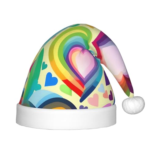 IRSHI Weihnachtsmütze für Kinder, Herzen in Regenbogenfarben, uni, Weihnachtsdruck für Kinder, perfekte Weihnachtsfeiertage für die Weihnachtszeit IRSHI Weihnachtsmütze für Kinder, Herzen in Regenbogenfarben, uni, Weihnachtsdruck für Kinder, perfekte Weihnachtsfeiertage für die Weihnachtszeit von IRSHI