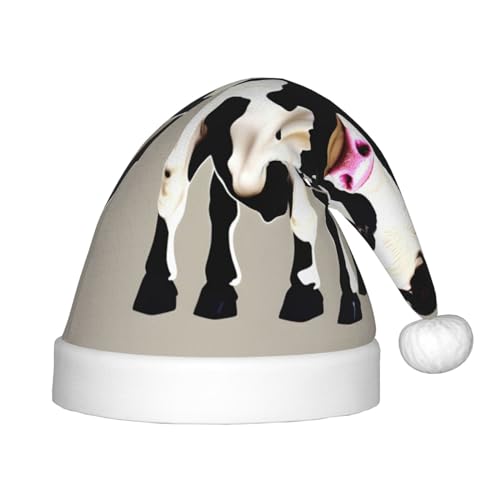 IRSHI Weihnachtsmütze für Kinder, Kuh, schwarz, gepunktet, uni, Weihnachtsdruck für Kinder, perfekte Weihnachtsfeiertage für die Weihnachtszeit von IRSHI