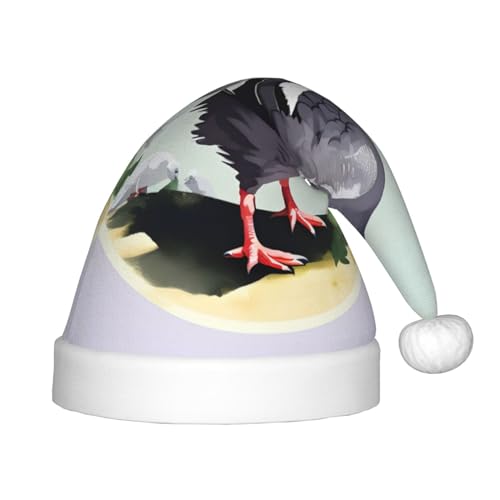 IRSHI Weihnachtsmütze für Kinder, Motiv: graue Tauben, Uni, Weihnachtsdruck für Kinder, perfekte Weihnachtsfeiertage für die Weihnachtszeit IRSHI Weihnachtsmütze für Kinder, Motiv: graue Tauben, Uni, Weihnachtsdruck für Kinder, perfekte Weihnachtsfeiertage für die Weihnachtszeit von IRSHI