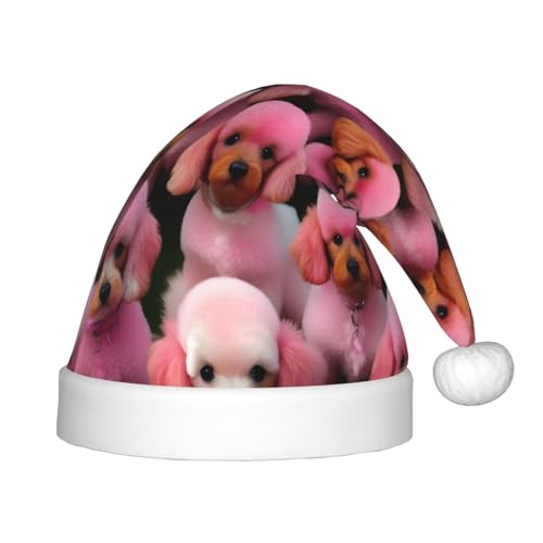 IRSHI Weihnachtsmütze für Kinder, Motiv: rosa Pudel, lustige und festliche Partykleidung für Weihnachten, Neujahr und festliche Feiertagsfeiern von IRSHI