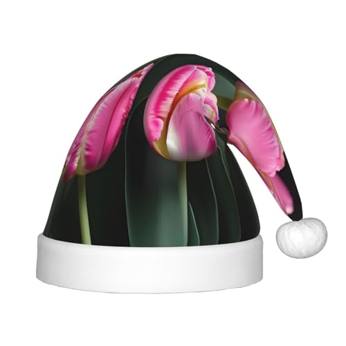 IRSHI Weihnachtsmütze für Kinder, Rosa und Tulpen, Uni, Weihnachtsdruck für Kinder, perfekte Weihnachtsfeiertage für die Weihnachtszeit IRSHI Weihnachtsmütze für Kinder, Rosa und Tulpen, Uni, Weihnachtsdruck für Kinder, perfekte Weihnachtsfeiertage für die Weihnachtszeit von IRSHI