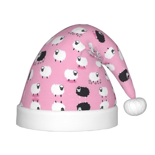 IRSHI Weihnachtsmütze für Kinder, weißes Schaf auf rosa Hintergrund, uni, Weihnachtsdruck für Kinder, perfekte Weihnachtsfeiertage für die Weihnachtszeit IRSHI Weihnachtsmütze für Kinder, weißes Schaf auf rosa Hintergrund, uni, Weihnachtsdruck für Kinder, perfekte Weihnachtsfeiertage für die Weihnachtszeit von IRSHI