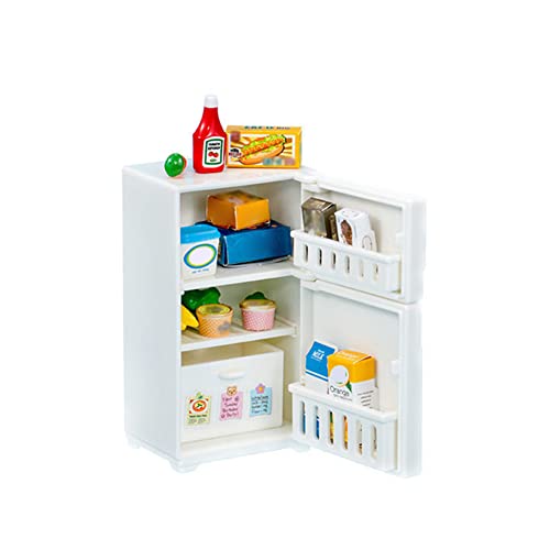 ISAKEN 1:12 Miniatur Puppenhaus Kühlschrank, Mini Küche Kühlschrank Spielzeug Kleinen Simulation Gefrierschrank Modell Küche Geräte Prop Puppenhaus Modell Geschenk für Kinder von ISAKEN