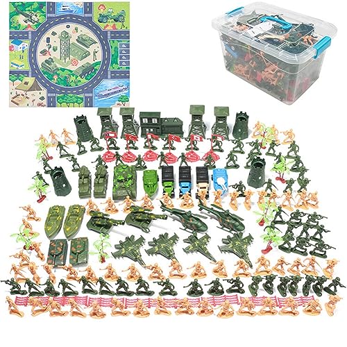 ISAKEN 47 Stück Speziell Streitkräfte Armee Männer Soldaten Kampf Bewegliche Actionfiguren Militär Fahrzeuge Kunststoff Kampf Kraft Flugzeug Mini Tank Jets Fahnen Spielset Gruppe Battlefield Zubehör von ISAKEN