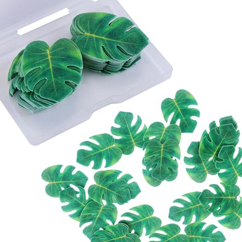 ISAKEN 48 Stück Essbare Tortenaufsätze Esspapier Schildkrötenblatt Tortendeko Blüten Cupcake Aufsätze Kuchen Topper Geburtstag Cupcake Topper für Hochzeit, Geburtstag, Partyzubehör, Geburtstagstorte von ISAKEN
