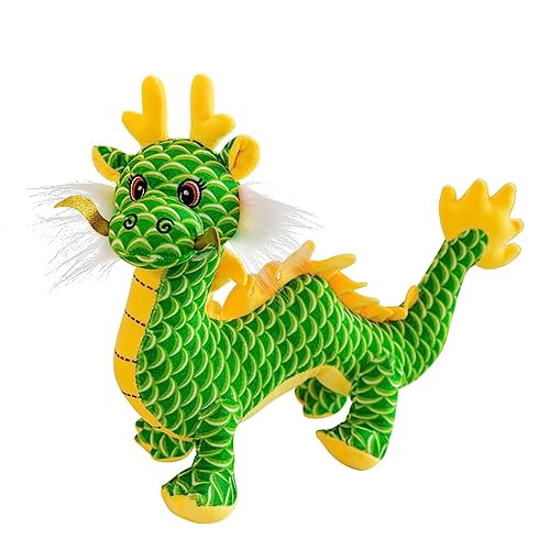 ISAKEN Chinesisches Drachenplüschtier, Kuscheltier Drache Plüschtier Stofftier Kissen Spielzeug Kuscheltiere Actionfigur Kuscheltier-Plüschpuppe Flauschiges Kuschelkissen, Wohnzimmer-Wohndekoration von ISAKEN