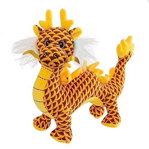 ISAKEN Chinesisches Drachenplüschtier, Kuscheltier Drache Plüschtier Stofftier Kissen Spielzeug Kuscheltiere Actionfigur Kuscheltier-Plüschpuppe Flauschiges Kuschelkissen, Wohnzimmer-Wohndekoration von ISAKEN