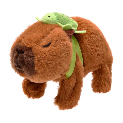 ISAKEN Elektrische Capybara Plüschtier, Weichem Plüsch Kuscheltier Capybara Tragende Schildkröte Rucksack Stressabbauendes Spielzeug Geschenke für Geburtstag Valentinstag von ISAKEN