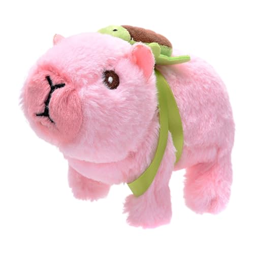 ISAKEN Elektrische Capybara Plüschtier, Weichem Plüsch Kuscheltier Capybara Tragende Schildkröte Rucksack Stressabbauendes Spielzeug Geschenke für Geburtstag Valentinstag von ISAKEN