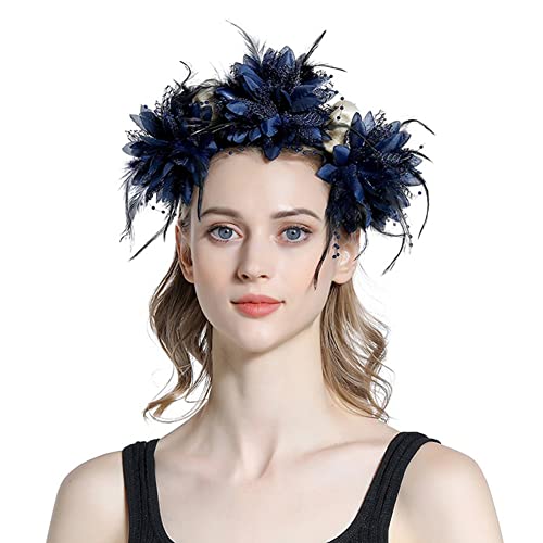 ISAKEN Halloween Blume Stirnband, Gothic Rose Blume Stirnband Feder Schädel Tag Der Toten Kopfbedeckung Rose Kopfbedeckung Haarreifen für Halloween Cosplay ISAKEN Halloween Blume Stirnband, Gothic Rose Blume Stirnband Feder Schädel Tag Der Toten Kopfbedeckung Rose Kopfbedeckung Haarreifen für Halloween Cosplay von ISAKEN