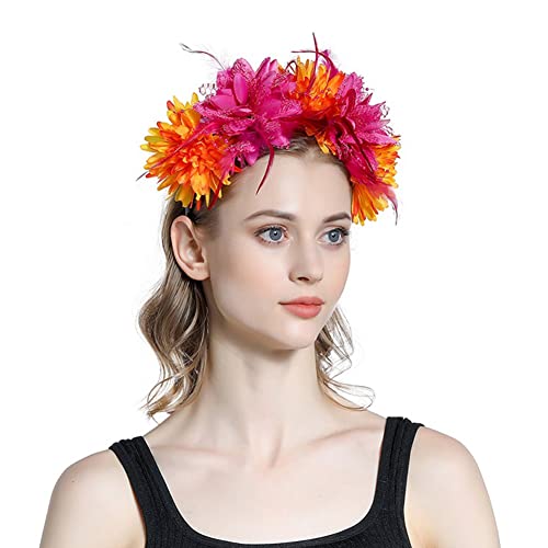 ISAKEN Halloween Blume Stirnband, Gothic Rose Blume Stirnband Feder Schädel Tag Der Toten Kopfbedeckung Rose Kopfbedeckung Haarreifen für Halloween Cosplay ISAKEN Halloween Blume Stirnband, Gothic Rose Blume Stirnband Feder Schädel Tag Der Toten Kopfbedeckung Rose Kopfbedeckung Haarreifen für Halloween Cosplay von ISAKEN