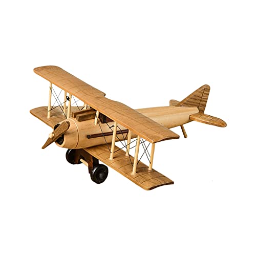 ISAKEN Holz Flugzeug Modell Vintage Flugzeugmodell Spielzeug Handwerk Flugzeug Dekorative Flugzeugmodell Dekoration Foto Requisiten Schmiedeeisen Flugzeug Doppeldecker für Home Office Bar Cafe von ISAKEN