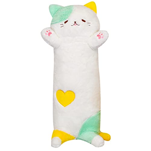 ISAKEN Katze Plüschtier, 90CM Langes Kuscheltiere Cartoon Katzen Plüsch Tier Körperkissen Plüschkissen Wurfkissen Dekokissen Kinder Geschenk für Weihnachten Geburtstag Kindertag Home Decoration von ISAKEN