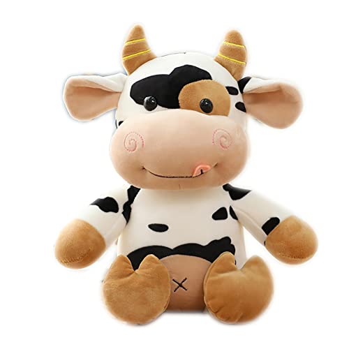 ISAKEN Kuscheltier Kuh Gefülltes Plüschtier Tierische Kuh Kawaii Cartoon Plüsch Puppe Kissen Kühe Weiche Stofftier Puppen Zierkissen Spielzeug für Kinder Erwachsene von ISAKEN