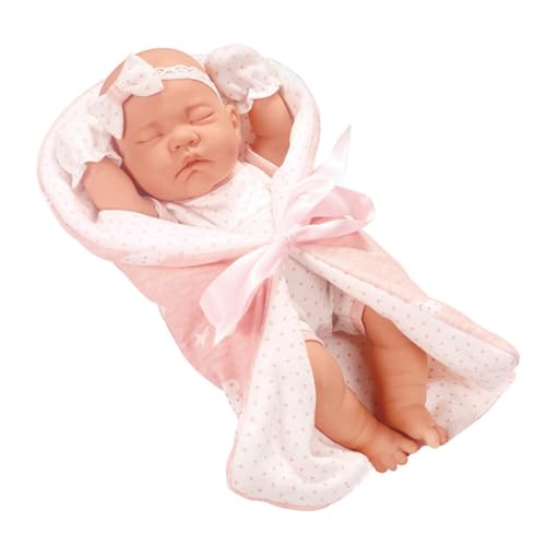 ISAKEN Mini Newborn Baby Puppen mit Schlafmatte, Realistisch Silicone Doll Reborn Babypuppe Weichkörper Lebensechtes Waschbare Realistische Puppen Miniatur Puppenspielzeug für Kinder Jungen Mädchen von ISAKEN