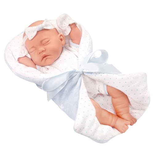 ISAKEN Mini Newborn Baby Puppen mit Schlafmatte, Realistisch Silicone Doll Reborn Babypuppe Weichkörper Lebensechtes Waschbare Realistische Puppen Miniatur Puppenspielzeug für Kinder Jungen Mädchen von ISAKEN
