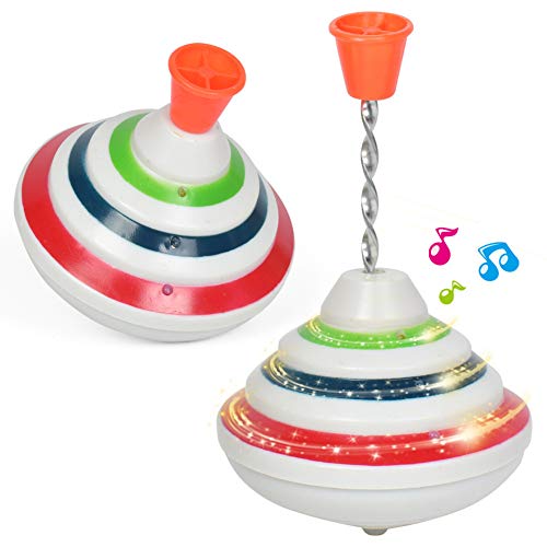 ISAKEN Musik Kreisel Spielzeug, Gyro Toy mit LED Glänzende Spielzeug Brummkreisel, Schwungkreisel Top Hand Spinner Spielzeugkreisel Geschenk für Kinder von ISAKEN