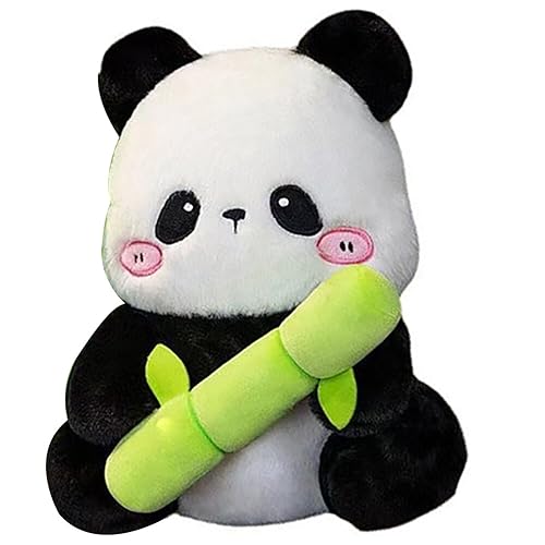 ISAKEN Süße Panda Plüschtier mit Bambus, Flauschige Panda Puppe Pandabär Kuscheltier Weiches Flip Plüsch Panda Spielzeug Nackenkissen Sofakissen Spielzeug Für Kinder Jungen Mädchen von ISAKEN