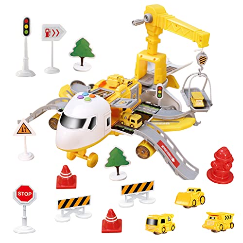 ISAKEN Transport Flugzeuge Spielzeug, Transport Fracht DIY Flugzeug Spielset, Spielzeugauto Modell Set Kinder Rollenspiel DIY Fahrzeuge Motorik Lernspielzeug Spielzeug Geschenk für Kinder von ISAKEN