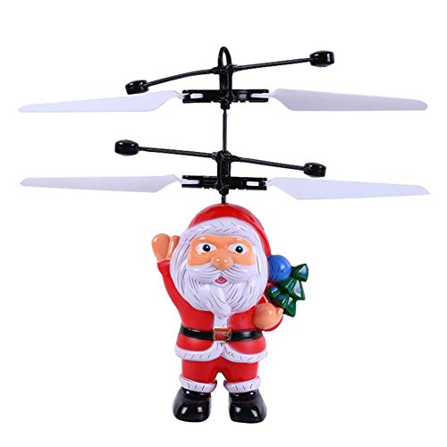 ISAKEN Weihnachtsmann Fliegender Ball-Hekopter Flugzeuge Drohne Spielzeug Fliegende Spielzeug Cartoon Flugzeug Spielzeug,Santa Sensor Hubschrauber mit bunt LED-Licht, Spielzeug Geschenke für Kinder von ISAKEN