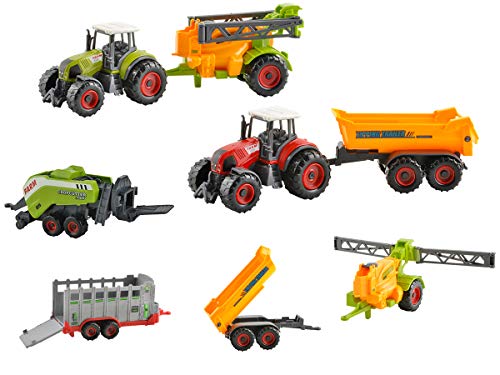 ISO TRADE Farm Set 6 landwirtschaftliche Maschinen Spielzeug Kinder Traktoren Anhänger von ISO TRADE
