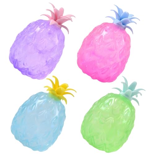 4pcs Ananas Stressbällchen für Kinder und Erwachsene farbenfrohe Obstbällchen Stretch Ball Relief Spielzeug für Partygefallen,, Schulbelohnung Ananas von ISOYTERO
