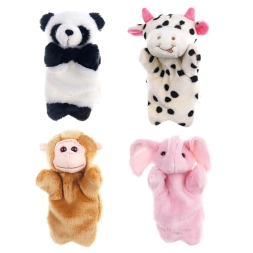 Animal Hand Puppet 4pcs Plüsch Handpuppenspielzeug für Kinder Geschichten erzählen Requisiten tun Spiele Plüsch Fingerpuppen Tier von ISOYTERO
