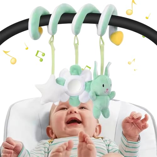 Baby-Autositz Spielzeug, Kaninchen Spiralplüschhänge-Krippenspielzeug, grün und weiße Quietschen Reiseaktivität Wind Chimes Early Pädagogik Kinderwagen Spielzeug für Neugeborene 0-6 Monate Auto Baby-Autositz Spielzeug, Kaninchen Spiralplüschhänge-Krippenspielzeug, grün und weiße Quietschen Reiseaktivität Wind Chimes Early Pädagogik Kinderwagen Spielzeug für Neugeborene 0-6 Monate Auto von ISOYTERO