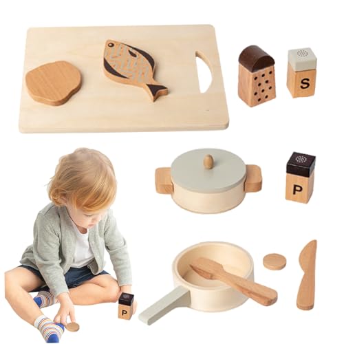 Holzküchenspielzeug für 3+ Kinder 11pcs/Set Safe Holzspielküche umfassen Pot and Pan Set Early Early Pädagogische interaktive Spielzubehör Creme Farbspielzeug Spielzeug Holzküchenspielzeug für 3+ Kinder 11pcs/Set Safe Holzspielküche umfassen Pot and Pan Set Early Early Pädagogische interaktive Spielzubehör Creme Farbspielzeug Spielzeug von ISOYTERO