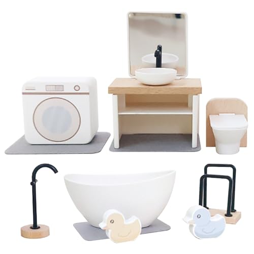 ISOYTERO 1 Set Dollhouse Badezimmer Realistische Miniaturpuppenhausmöbel mit Mini -Toiletten -Waschmaschinen Badewanne und mehr, tun Sie vor, Spiel Cartoon Accessoires für 3+ Badezimmer ISOYTERO 1 Set Dollhouse Badezimmer Realistische Miniaturpuppenhausmöbel mit Mini -Toiletten -Waschmaschinen Badewanne und mehr, tun Sie vor, Spiel Cartoon Accessoires für 3+ Badezimmer von ISOYTERO