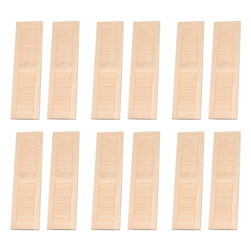 ISOYTERO 12pcs Dollhouse -Fensterläden Klassische Holzhölzern Mini 1 12 Skala Dollhouse Möbel 4.5x1.3x0, 2 Zoll Fenster Lustige DIY Puppen Hausmöbel für Kinder von ISOYTERO