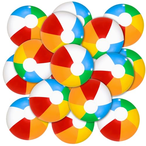 ISOYTERO 16 PCs Strandbälle 8 aufgeblasene Strandkugeln Bulk Regenbogen-Farbpool Spielzeug Spaß Spielen von ISOYTERO