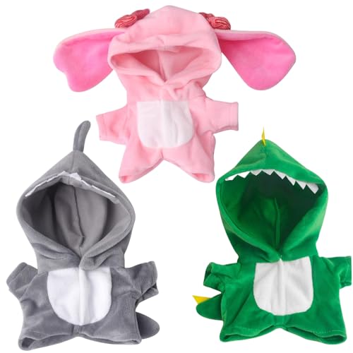 ISOYTERO 18 Zoll Puppenkleidung 3PCS Kaninchen, Wolf & Dinosaurierpuppen Kleidung mit Schwanz Kapuze Ganzkörper American DIY Dekoratives gefülltes Tier, Nr. 18 Zoll von ISOYTERO