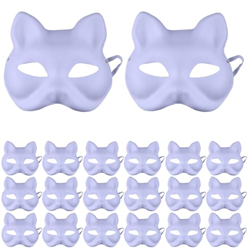 ISOYTERO 20pcs Fuchs Maske DIY Lackierbare weiße Katzenmaske Halbbedeckung Therian Masken mit elastischen Gurt ISOYTERO 20pcs Fuchs Maske DIY Lackierbare weiße Katzenmaske Halbbedeckung Therian Masken mit elastischen Gurt von ISOYTERO