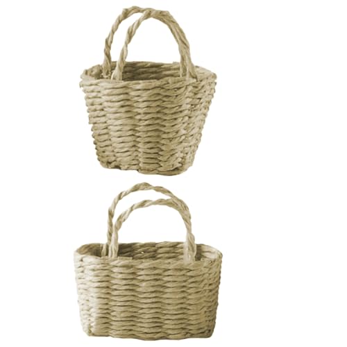 ISOYTERO 2pcs Mini -Korb 2 Stile Tiny Basket Rattan Dollhouse Dekor 1, 6 & 2 Zoll hohe Mini -Korb mit Griffblumenkörben Spielzeug für kleine Geburtstagsfeier oder Babyparty Baske ISOYTERO 2pcs Mini -Korb 2 Stile Tiny Basket Rattan Dollhouse Dekor 1, 6 & 2 Zoll hohe Mini -Korb mit Griffblumenkörben Spielzeug für kleine Geburtstagsfeier oder Babyparty Baske von ISOYTERO