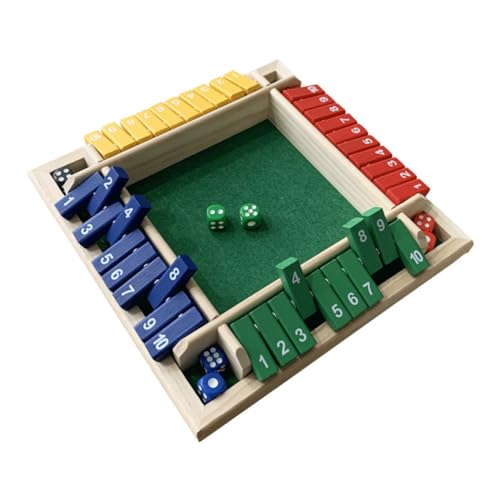 ISOYTERO 4 Seiten großes Holzbrettspiel Vierköpfig digitales Spiel Spielzeug The Box Dice für Kinder Erwachsene Eltern-Kind-Board von ISOYTERO