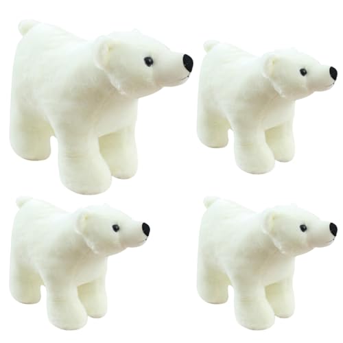 ISOYTERO 4pcs Polar Bär ausgestopft Tier großer Eisbär Plüsch mit 3 kuscheligen Baby -Realistischen und entzückenden Bären für Jungen Mädchen Geburtstag Winter Holiday Decor Geschenke Stofftiere von ISOYTERO
