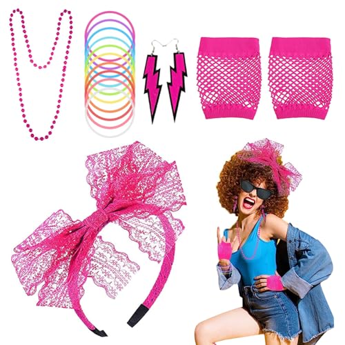ISOYTERO 5pcs/Set 80er Jahre Kleid für Frauen 80er Jahre Neon -Kostüm -Accessoires Set mit Spitze Stirnband Fischnetzhandschuhe Neonohrringe Perlen Halskette für Party für Frauen ISOYTERO 5pcs/Set 80er Jahre Kleid für Frauen 80er Jahre Neon -Kostüm -Accessoires Set mit Spitze Stirnband Fischnetzhandschuhe Neonohrringe Perlen Halskette für Party für Frauen von ISOYTERO