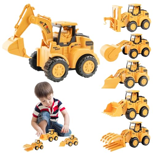 ISOYTERO 6PCS/Set Toy Cars Sturdy Robustes reibungsloses Engineering-Spielzeug mit beweglichen Teilen Press-Slide-Orangen-Bauwagen umfasst 6 Verschiedene Spielzeug, Geschenke, Geschenke von ISOYTERO